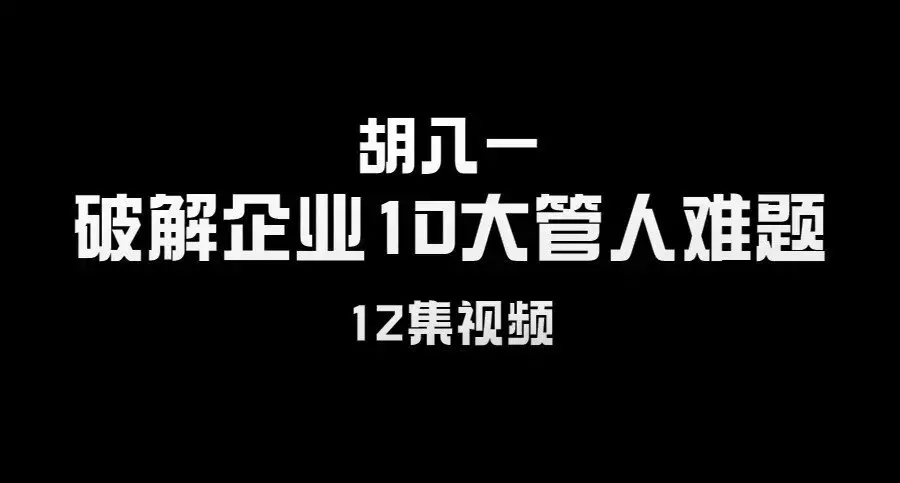 胡八一《破解企业10大管人难题》12集视频