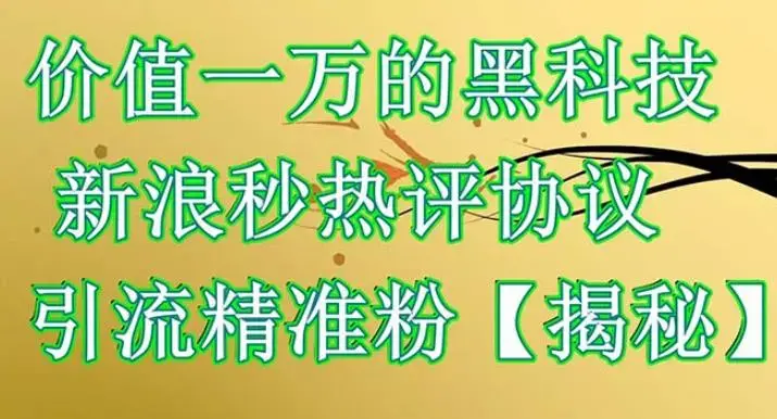 价值一万的黑科技新浪秒热评协议引流精准粉【仅揭秘】-图片1