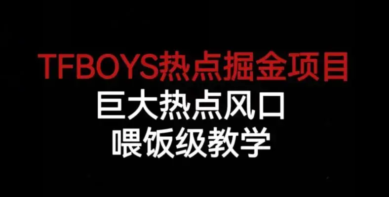 TFBOYS热点掘金项目，巨大热点风口，喂饭级教学