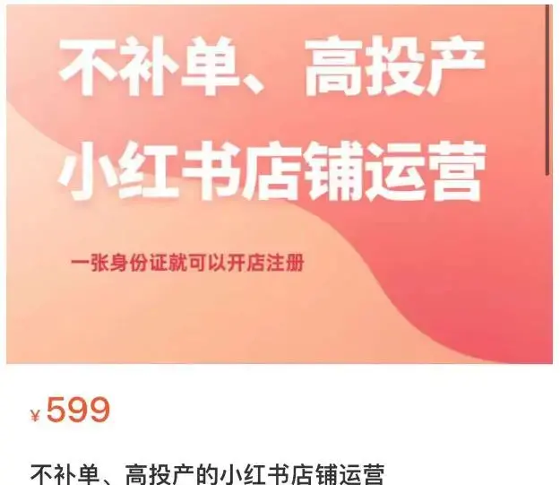 不补单、高投产的小红书店铺运营，一张身份证就可以开店注册