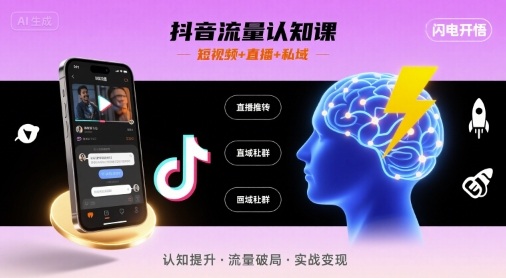 文涛老师-抖音流量认知课，短视频+直播+私域，认知提升，闪电开悟