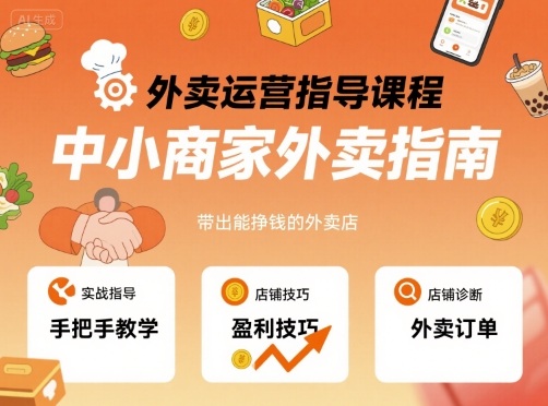 六六外卖运营指导课程，中小商家外卖指南，手把手带出能挣钱的外卖店