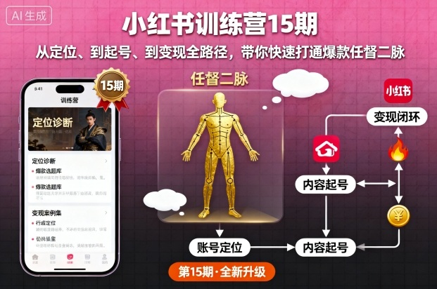 花生的书桌-小红书训练营15期，从定位、到起号、到变现全路径，带你快速打通爆款任督二脉