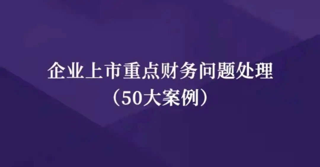 企业上市重点财务问题处理（50大案例）
