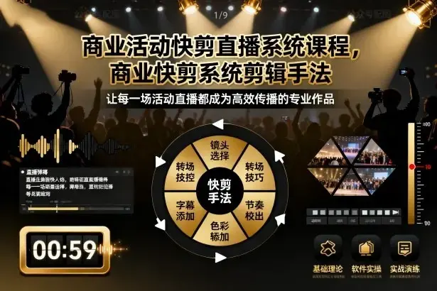 影像社商业活动快剪直播系统课程，商业快剪系统剪辑手法