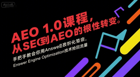 大卫AEO1.0课程，从SEO到AE0的基命性转变，手把手教会你用AnswerEngineOptimization技术抢回流量