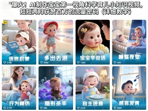 AI制作宝宝第一视角科学育儿小知识视频，短短两月获赞百万的流量密码（详细教学）
