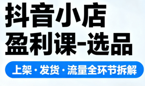 抖音小店盈利课-选品-上架-发货-流量全环节拆解，手把手教你搞定抖店运营