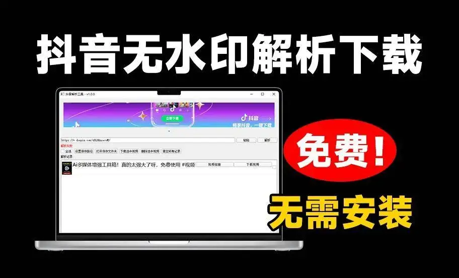 抖音解析下载工具v1.4软件版+网页版一键去水印保存-图片1