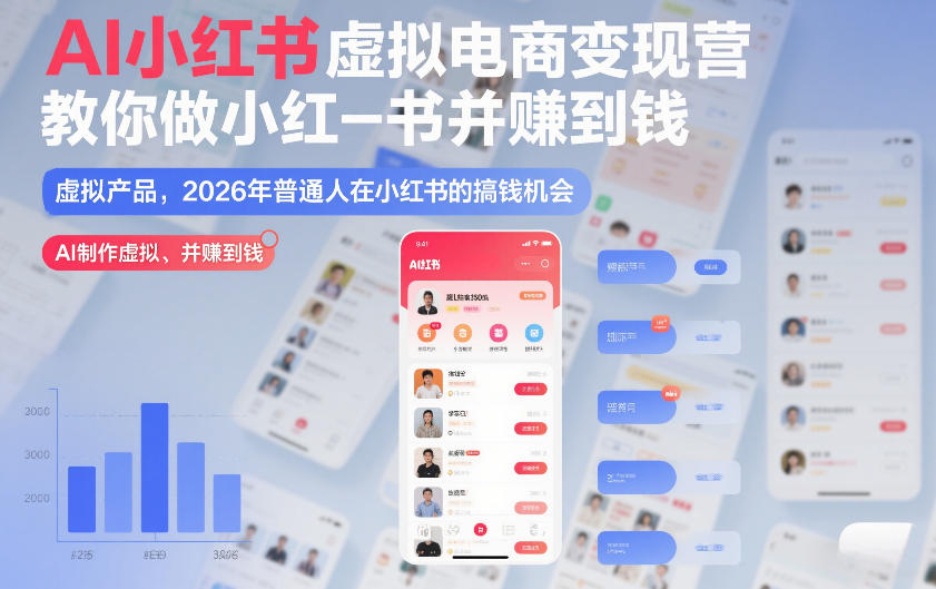2026AI小红书虚拟电商变现营,教你做小红书并賺到钱