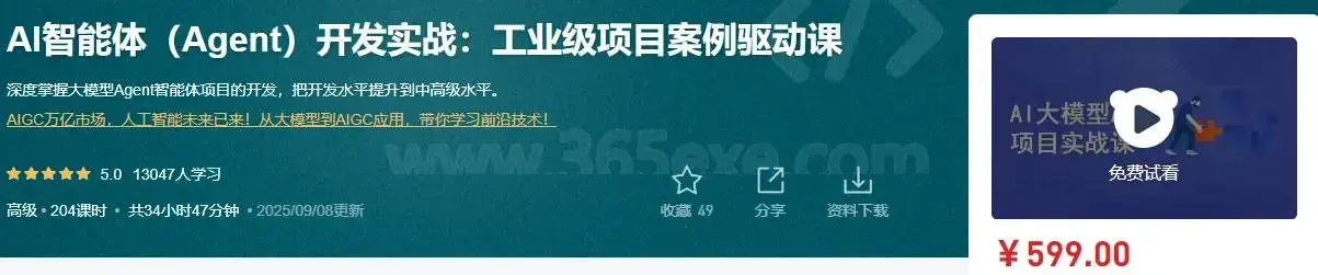 AI智能体开发实战：最新工业级项目案例完整版课程